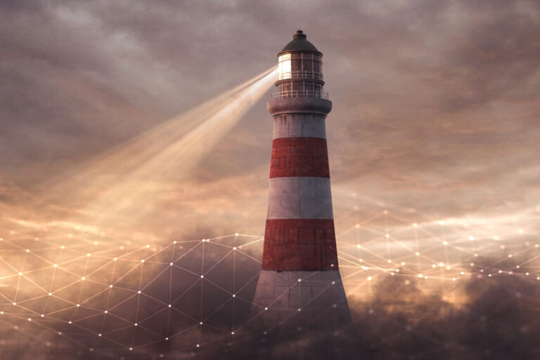 Leuchtturm, der 2026 symbolisch den Trend im digitalen Marketing zeigt und für die wegweisende Rolle der E-Mail steht.
